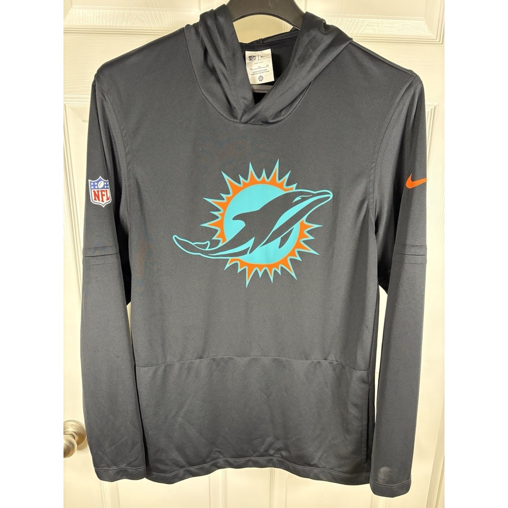 Nike Miami Dolphins Sideline NFL Pullover Hoodie Charcoal Grey Dri-FIT Mens XL